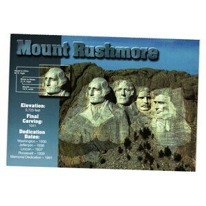 Mount Rushmore National Memorial Postcard Elevation Carving Black Hills SD